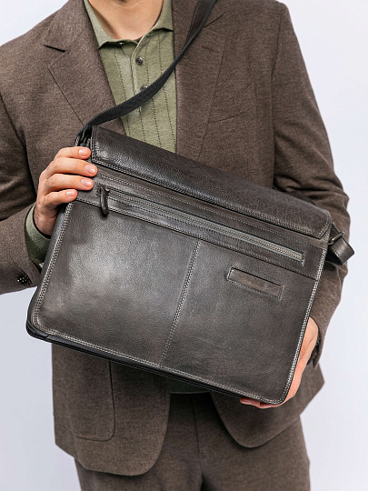 Сумка через плечо Dr. Koffer из натуральной кожи серая