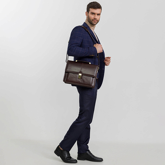 Портфель Dr.Koffer из натуральной кожи темно-коричневый