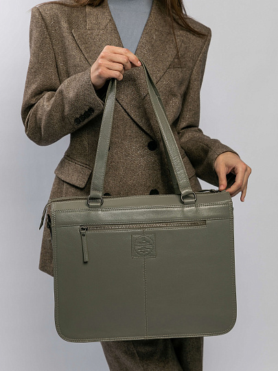 Женская сумка Dr.Koffer из натуральной кожи серая