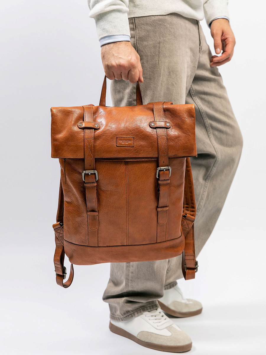 Рюкзак Dr.Koffer из натуральной кожи светло-коричневый