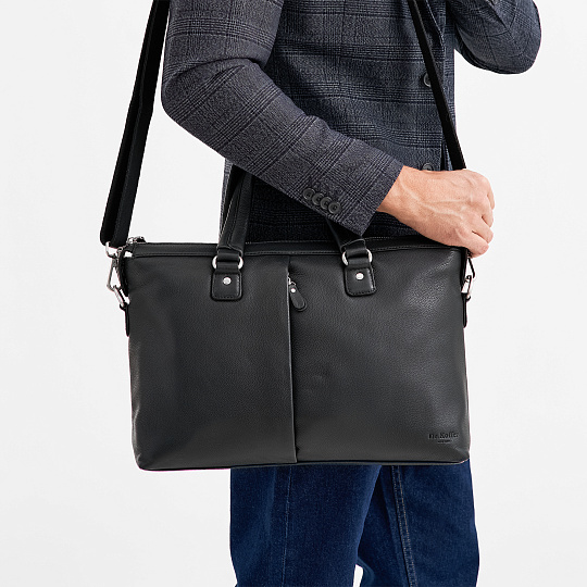 Деловая сумка Dr.Koffer из натуральной кожи черная