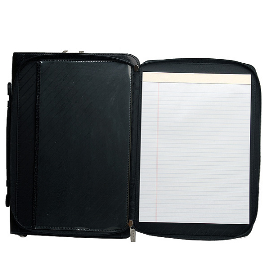 Папка на молнии из зернистой черной кожи с ручкой и плечевым ремнем Dr.Koffer G284310-02-04