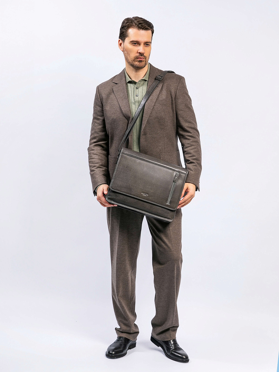 Сумка через плечо Dr. Koffer из натуральной кожи серая