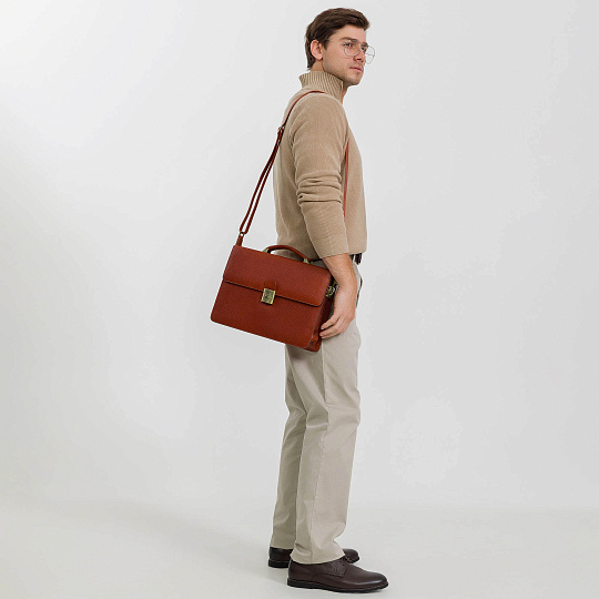 Портфель Dr.Koffer из натуральной кожи светло-коричневый