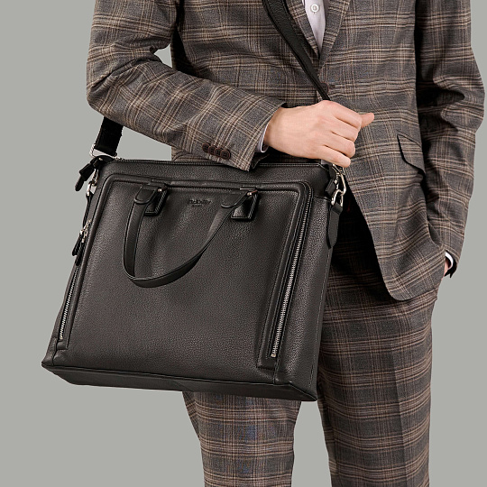 Деловая сумка Dr.Koffer из натуральной кожи черная