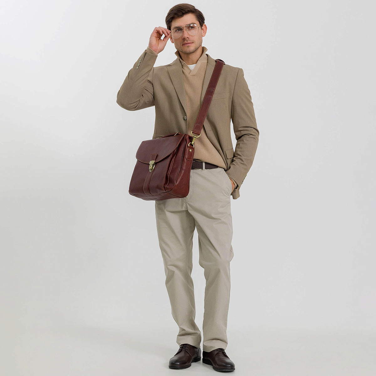 Портфель Dr.Koffer из натуральной кожи светло-коричневый