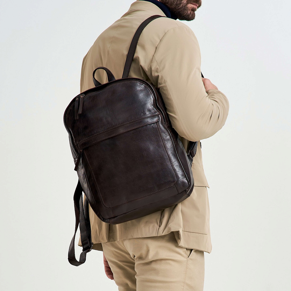 Рюкзак Dr.Koffer из натуральной кожи темно-коричневый