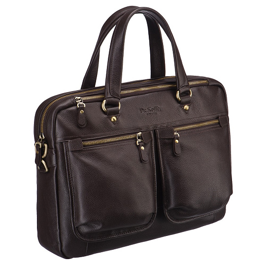 Деловая сумка Dr.Koffer из натуральной кожи темно-коричневая