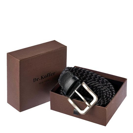 Ремень Dr.Koffer из натуральной кожи и текстиля черно-серый