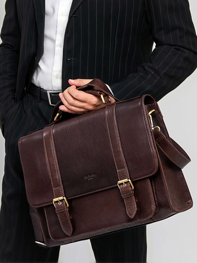 Портфель Dr.Koffer из натуральной кожи темно-коричневый