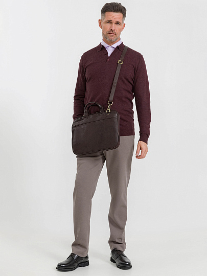 Деловая сумка Dr.Koffer из натуральной кожи темно-коричневая