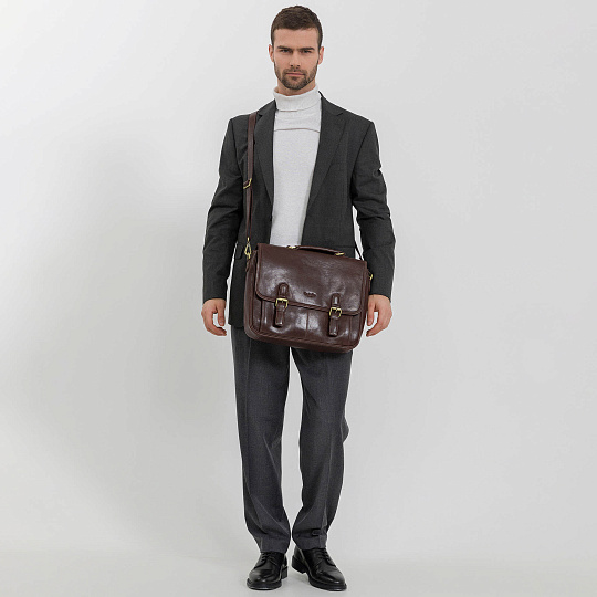 Портфель Dr.Koffer из натуральной кожи темно-коричневый