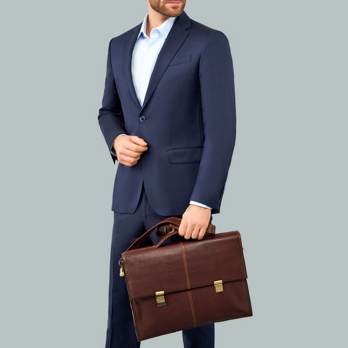 Портфель Dr.Koffer из натуральной кожи темно-коричневый