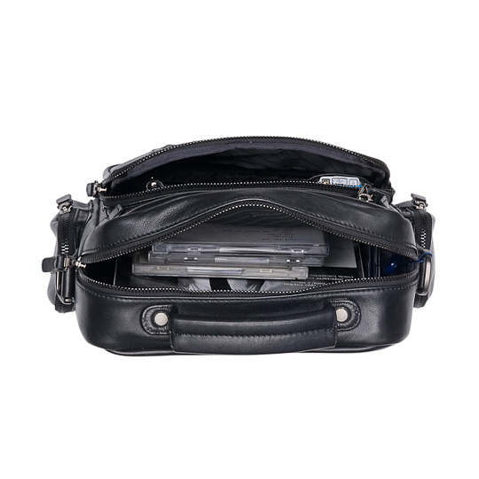 Мужская черного цвета сумка с большим количеством карманов и плечевым ремнем Dr.Koffer M402425-125-04