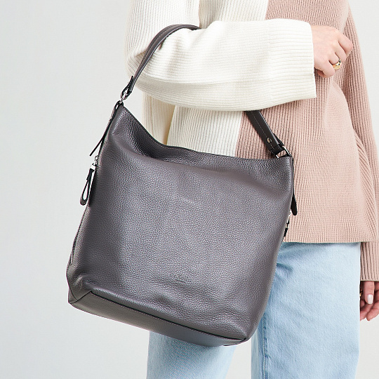 Женская сумка Dr. Koffer из натуральной кожи серая