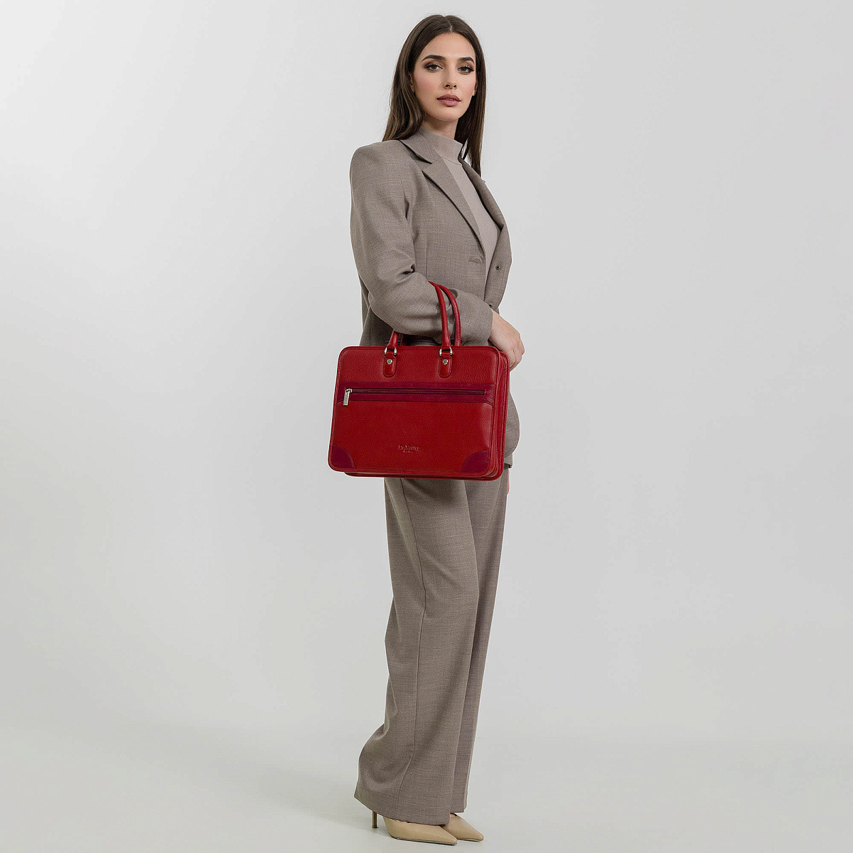 Деловая сумка Dr.Koffer из натуральной кожи красная