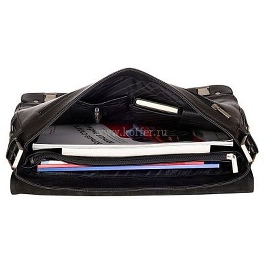 Вместительный портфель с перекидным ремнем (черного цвета) Dr.Koffer B402141-02-04