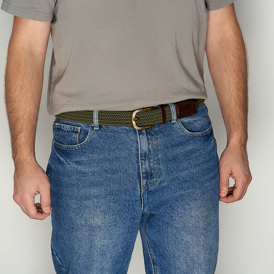 Ремень Dr.Koffer из натуральной кожи и текстиля бежевый