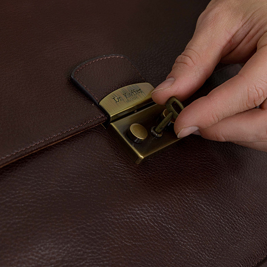 Портфель Dr.Koffer из натуральной кожи темно-коричневый