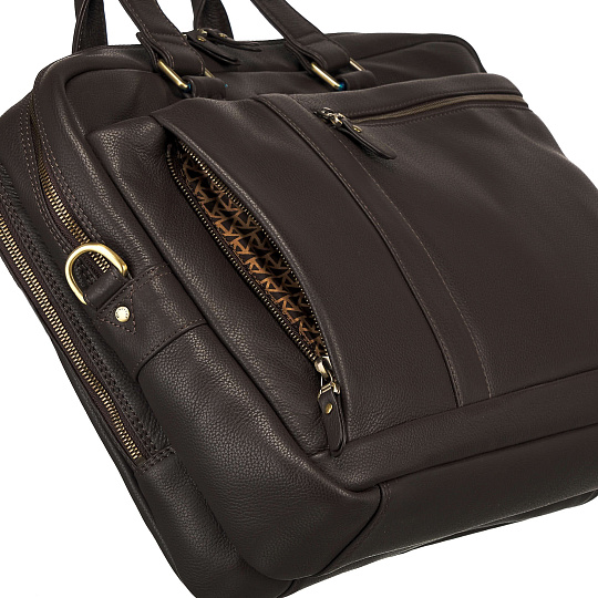 Деловая сумка Dr.Koffer из натуральной кожи темно-коричневая