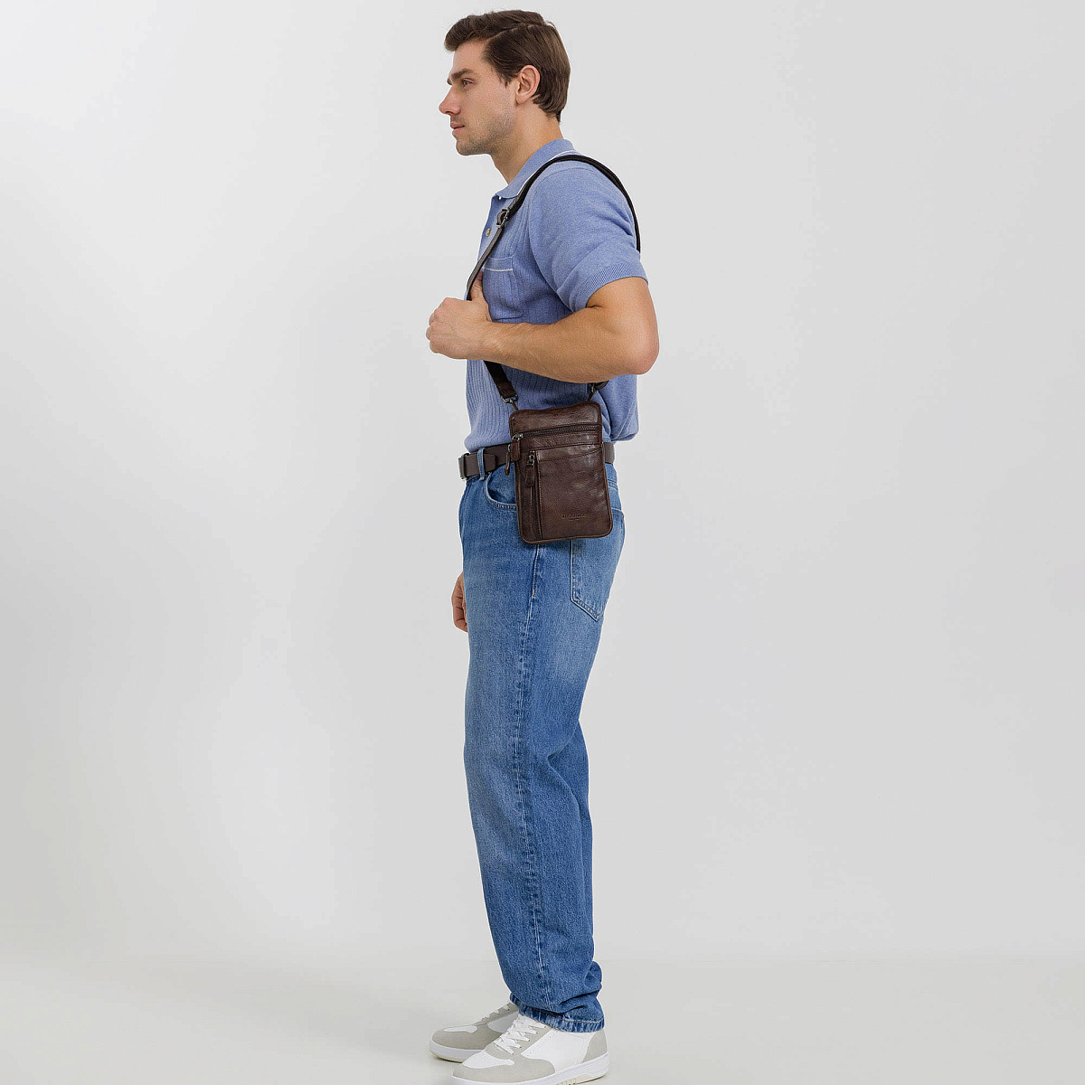 Сумка через плечо Dr.Koffer из натуральной кожи коричневая