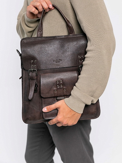 Сумка через плечо Dr.Koffer из натуральной кожи коричневая