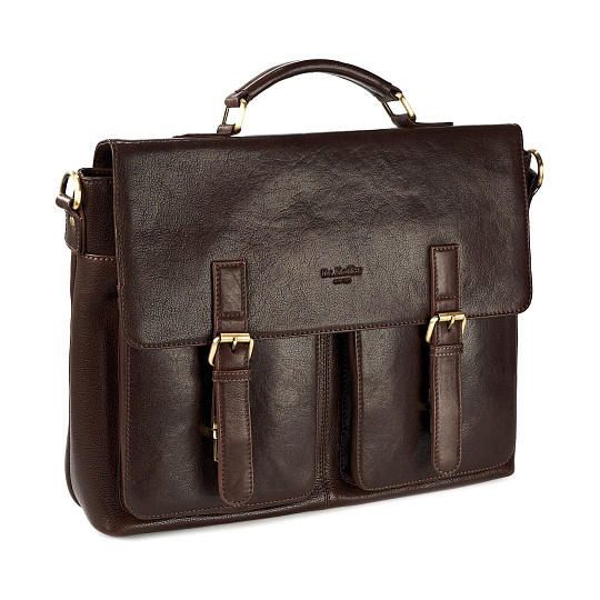Портфель Dr.Koffer из натуральной кожи темно-коричневый