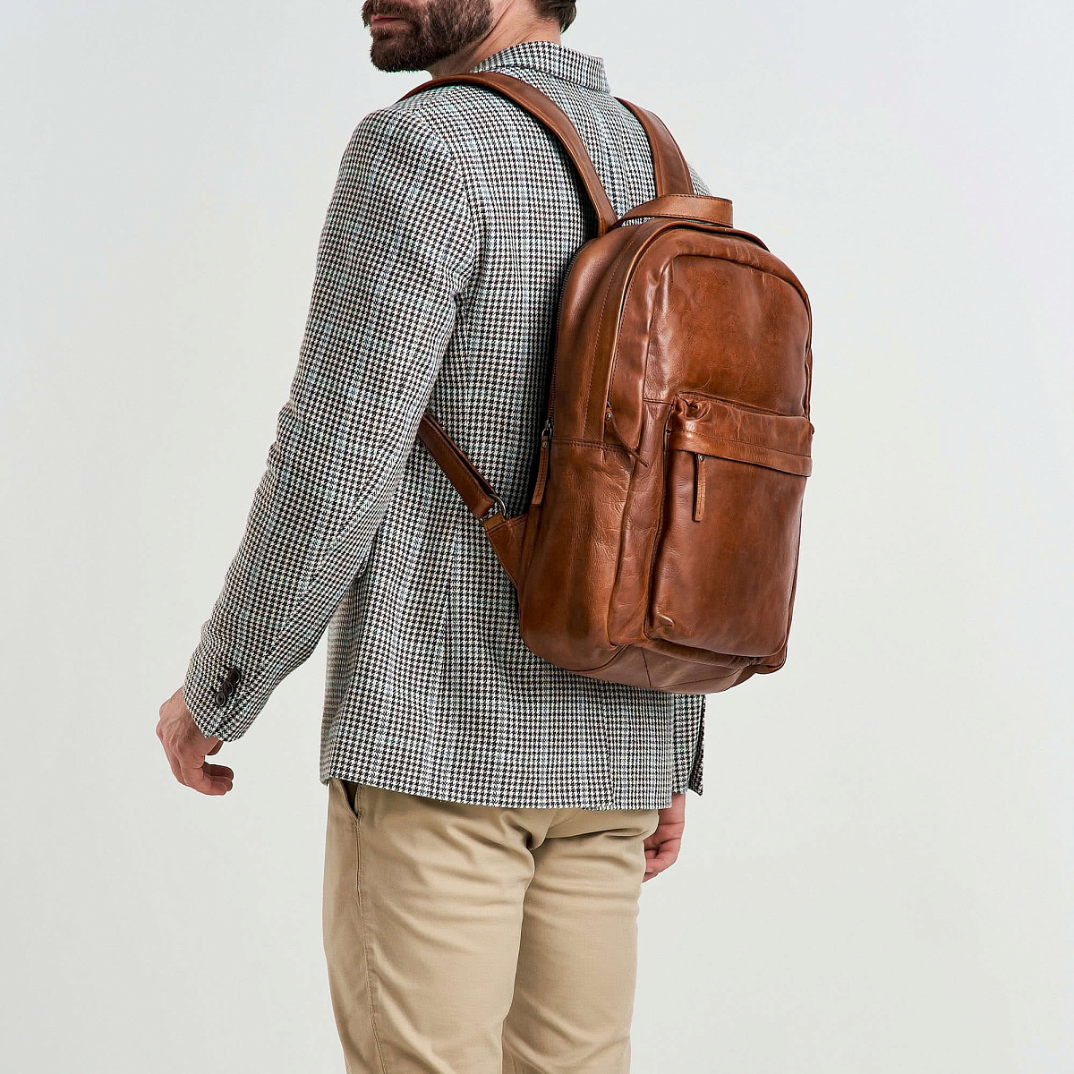 Рюкзак Dr.Koffer из натуральной кожи светло-коричневый