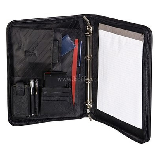 Папка для документов из черной кожи на молнии с ручкой Dr.Koffer G231980-01-04