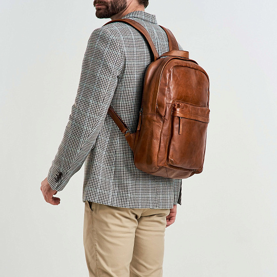 Рюкзак Dr.Koffer из натуральной кожи светло-коричневый