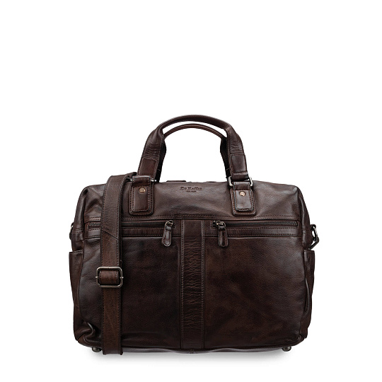Деловая сумка Dr.Koffer из натуральной кожи темно-коричневая