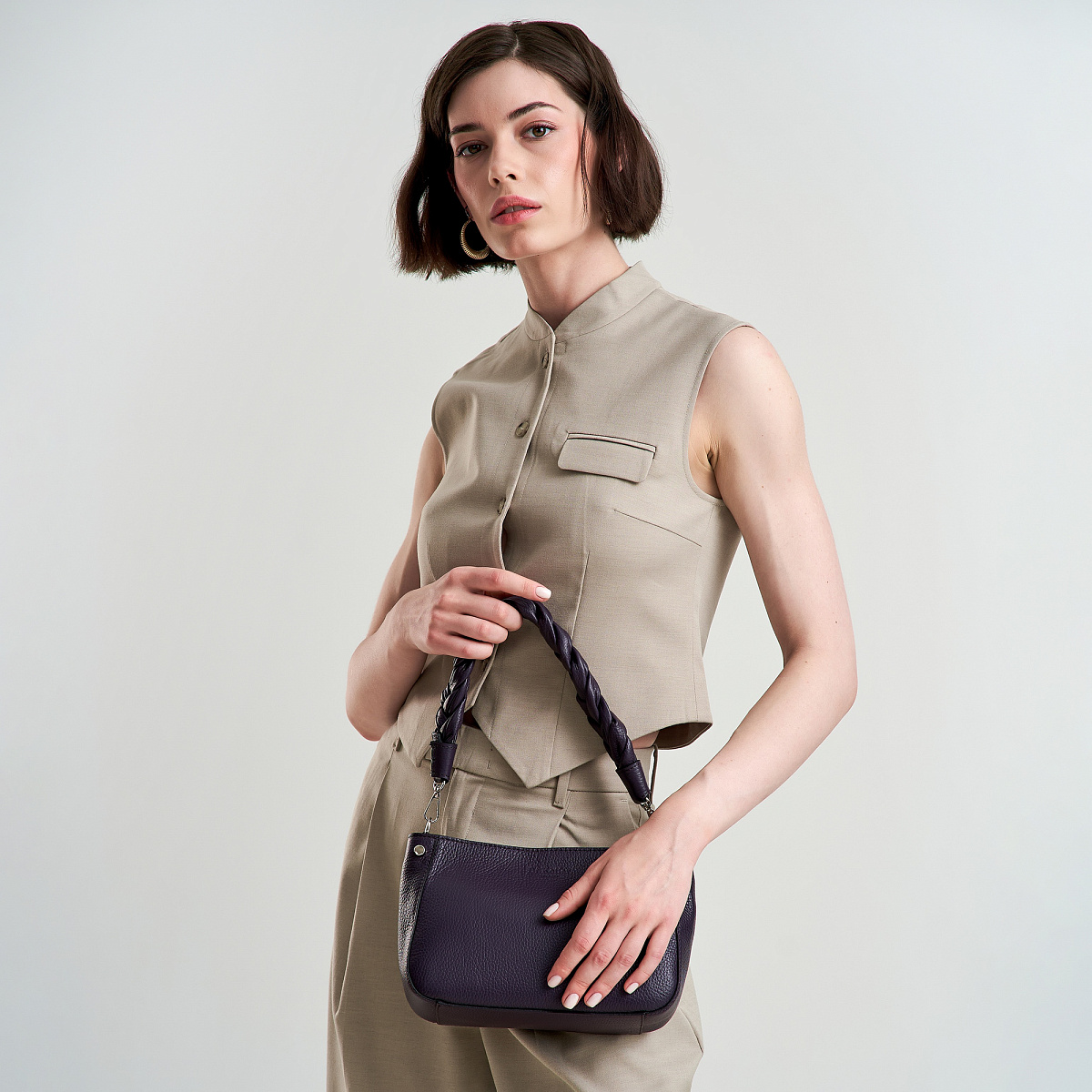 Женская сумка Dr. Koffer из натуральной кожи фиолетовая