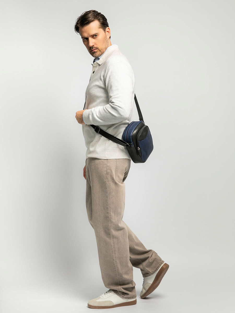 Сумка через плечо Dr.Koffer из натуральной кожи синяя