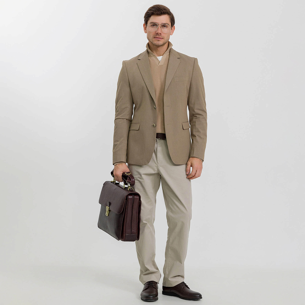 Портфель Dr.Koffer из натуральной кожи темно-коричневый