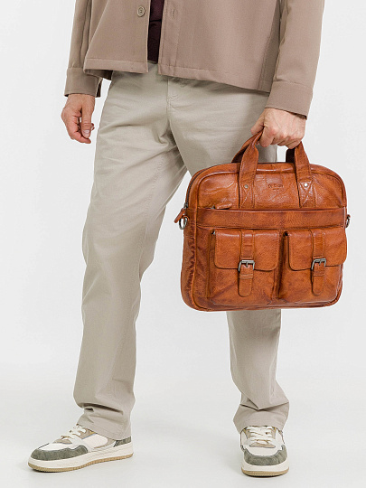 Деловая сумка Dr.Koffer из натуральной кожи коричневая
