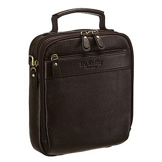 Темно-коричневая мужская кожаная сумка для документов со съемным плечевым ремнем Dr.Koffer B402251-220-09