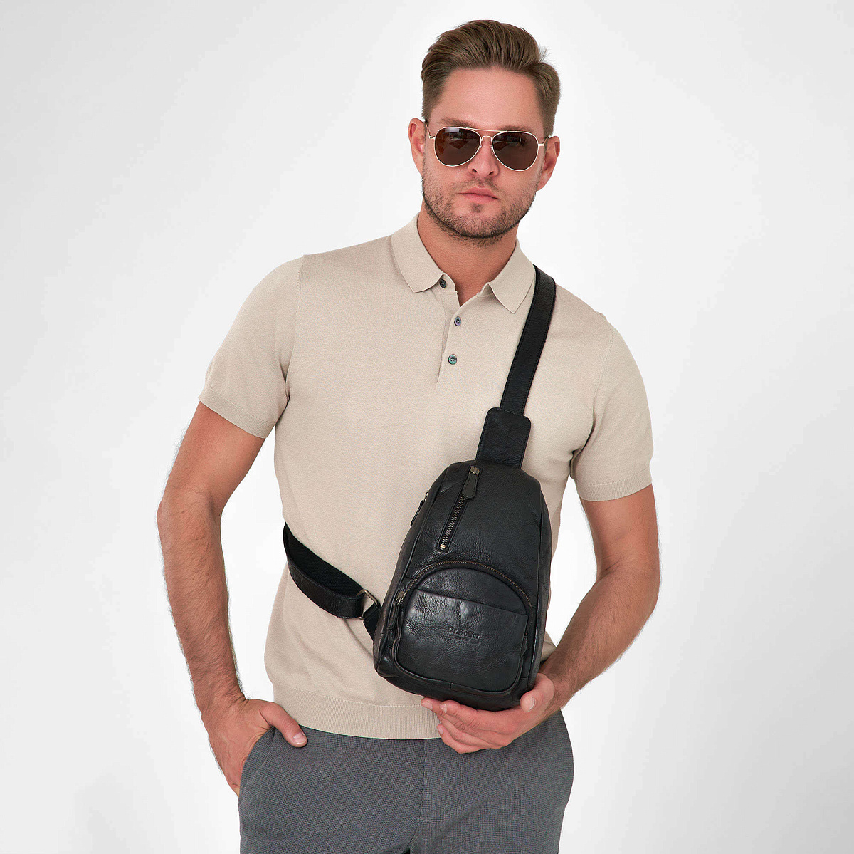 Рюкзак Dr.Koffer из натуральной кожи черный