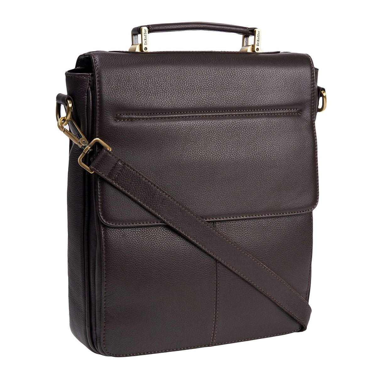 Деловая сумка Dr.Koffer из натуральной кожи темно-коричневая