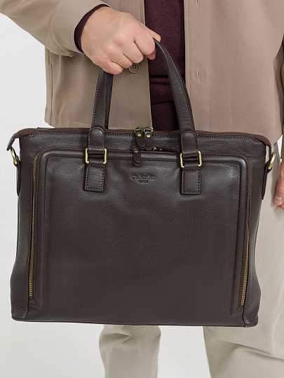 Деловая сумка Dr.Koffer из натуральной кожи темно-коричневая