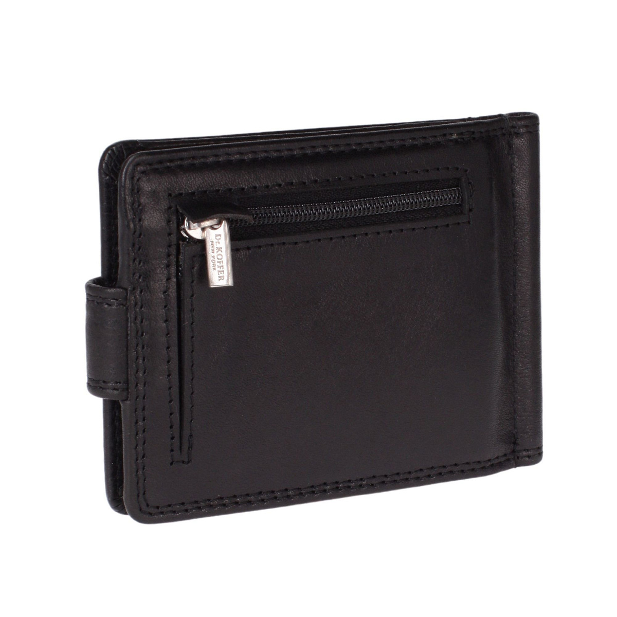 Зажим для денег Dr.Koffer из натуральной кожи черный