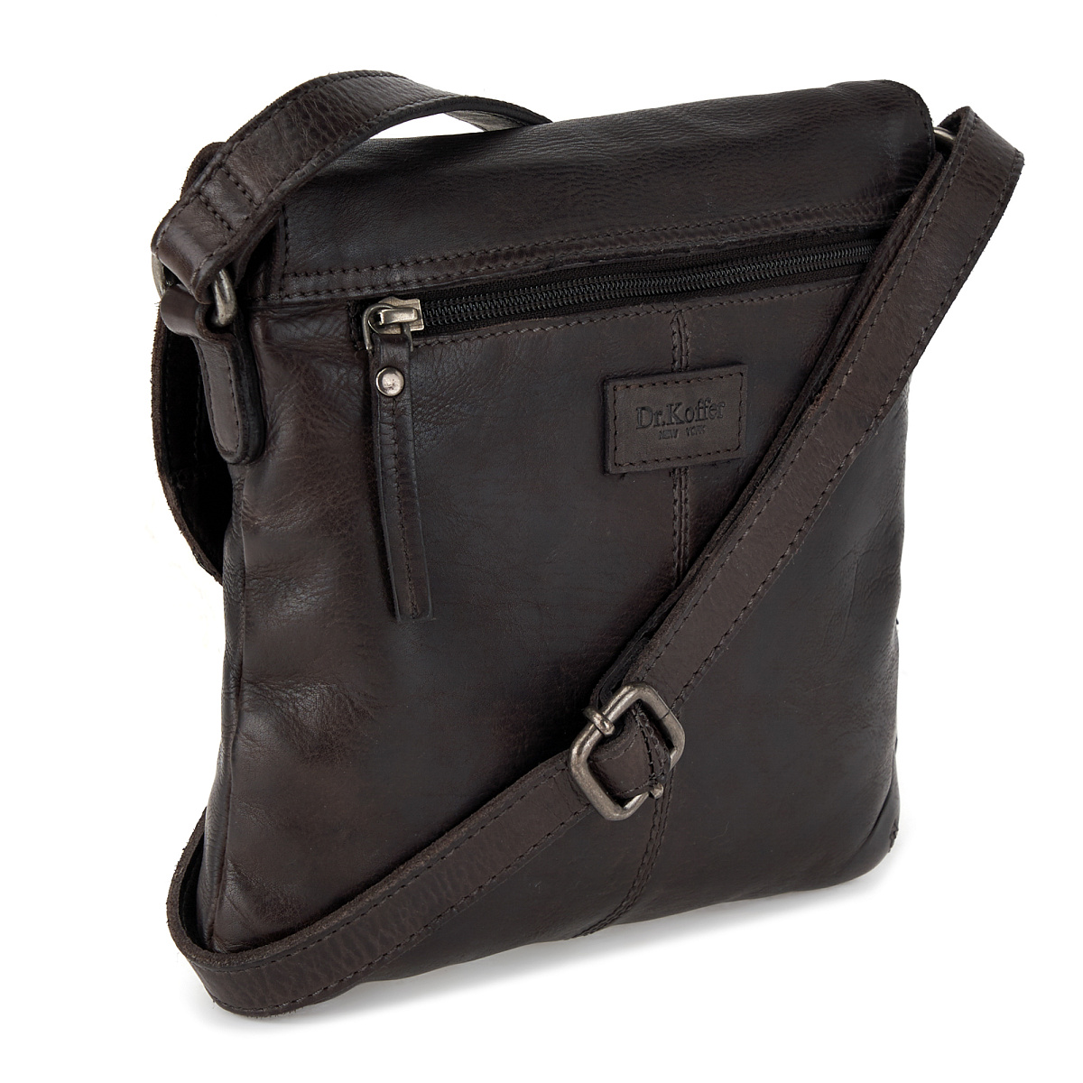 Сумка через плечо Dr.Koffer из натуральной кожи синяя