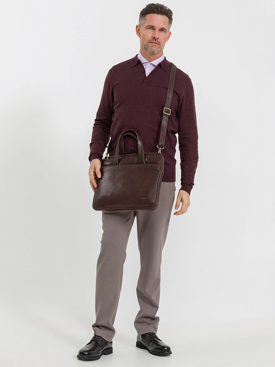 Деловая сумка Dr.Koffer из натуральной кожи темно-коричневая