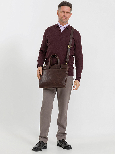 Деловая сумка Dr.Koffer из натуральной кожи темно-коричневая