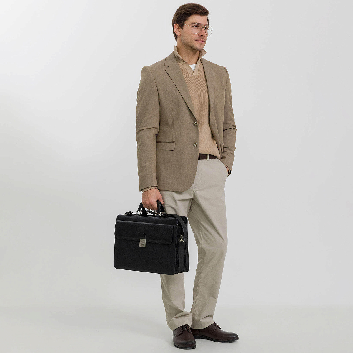 Портфель Dr.Koffer из натуральной кожи черный