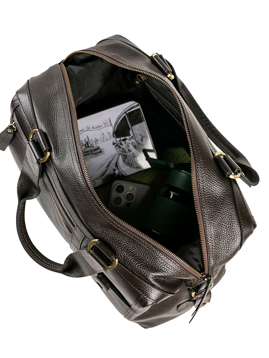 Дорожная сумка Dr. Koffer из натуральной кожи коричневая