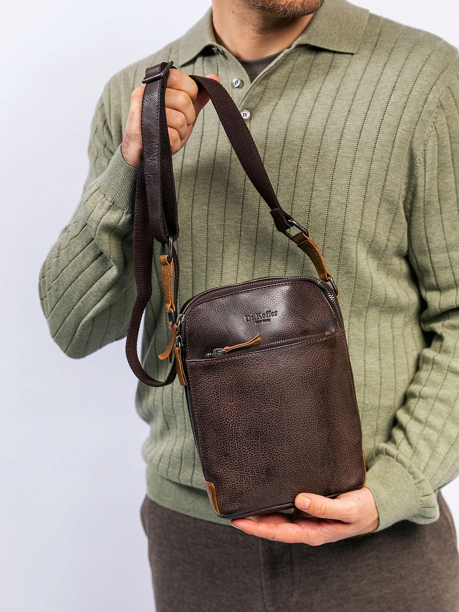 Сумка через плечо Dr. Koffer из натуральной кожи коричневая