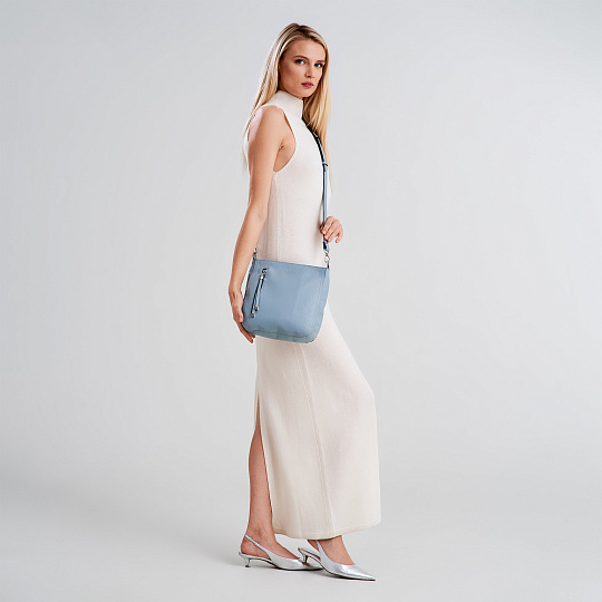 Женская сумка Dr. Koffer из натуральной кожи голубая