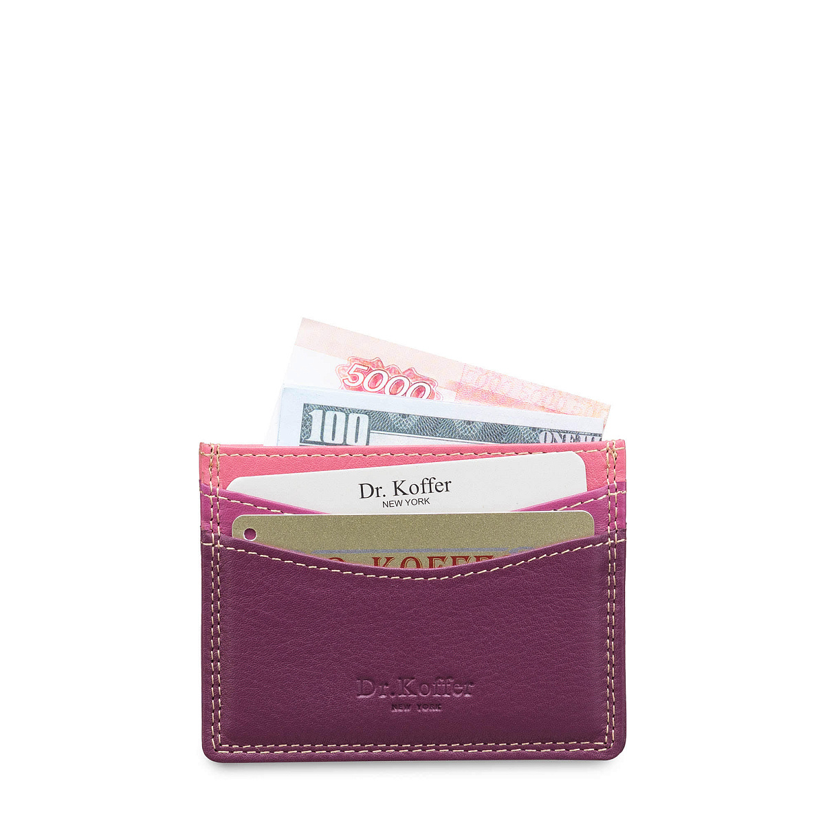 Кредитница Dr.Koffer из натуральной кожи фиолетовая