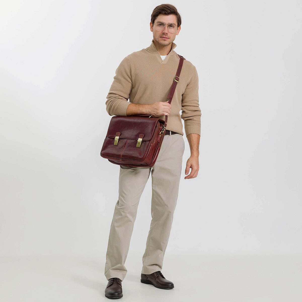 Портфель Dr.Koffer из натуральной кожи светло-коричневый