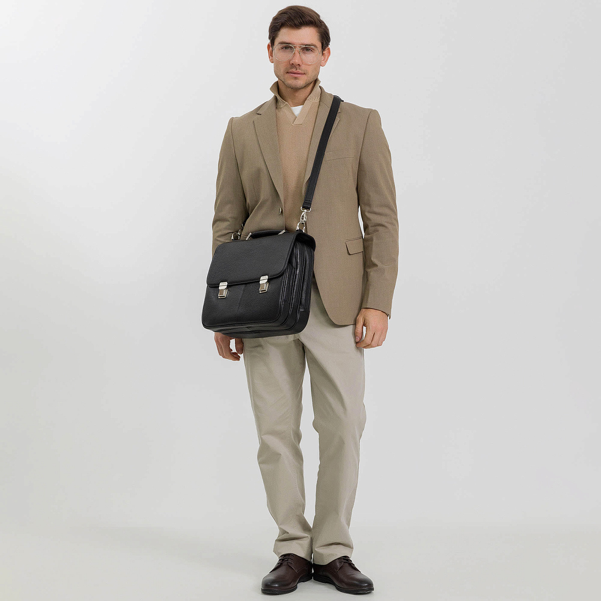 Портфель Dr.Koffer из натуральной кожи черный